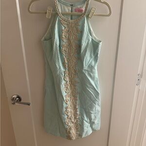 Lily Pulitzer little blue Dress with Gold Embroidery